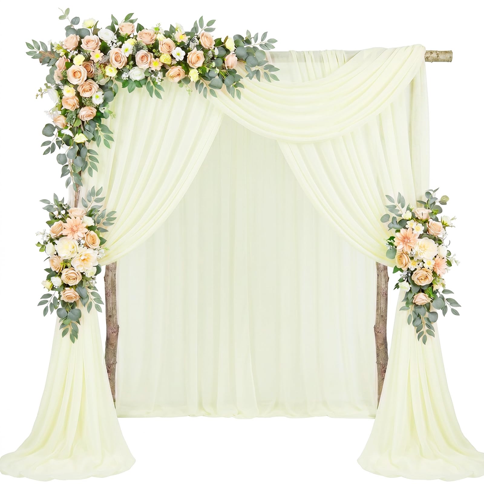 Huiguli Wedding Arch Draping Fabric 1.6M x 10M, Light Yellow Tulle Fabric