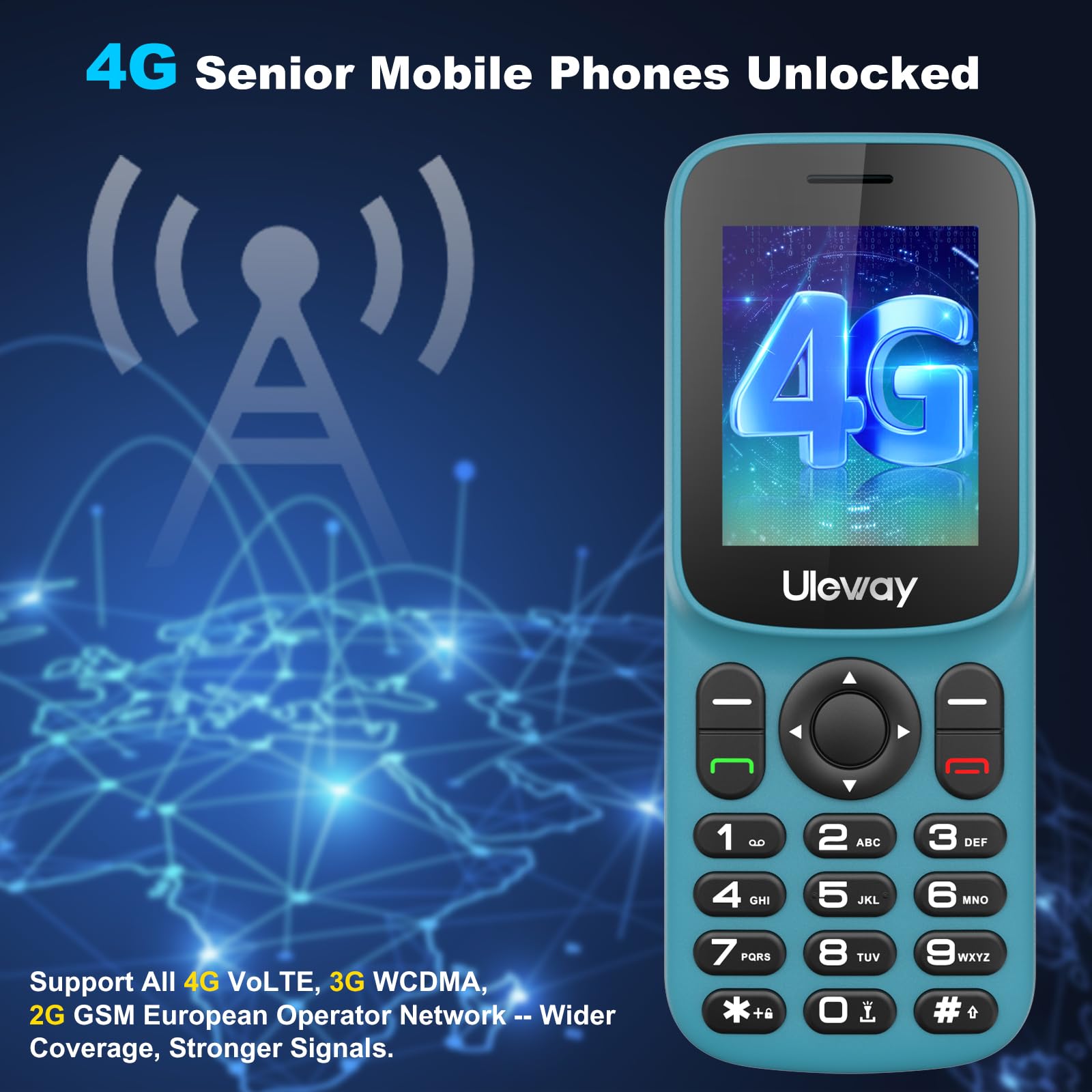 4G LTE Telefon Mini Tastenhandy Ohne Vertrag Tastentelefon Einfach Mobiltelefon 1.7 Zoll Farbdisplay Bluetooth 1000mAh Lange Standby-Zeit Dual SIM Tragbar Seniorenhandy mit LED-Taschenlampe