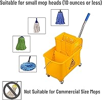 Vista 5 de Mind Reader Cubo para trapeador con escurridor, 22 cuartos (5.5 galones), limpieza de pisos, mango, ruedas, 16.25"L x 10.75"W x 24.5"H, amarillo