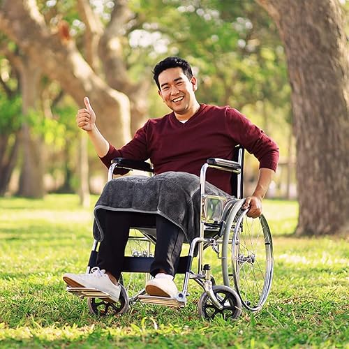 Miniatura 5 de MAXTID Manta pesada para sofá con almohadilla de regazo pesada de 39 x 23 pulgadas, 8 libras, color gris oscuro para adultos y niños