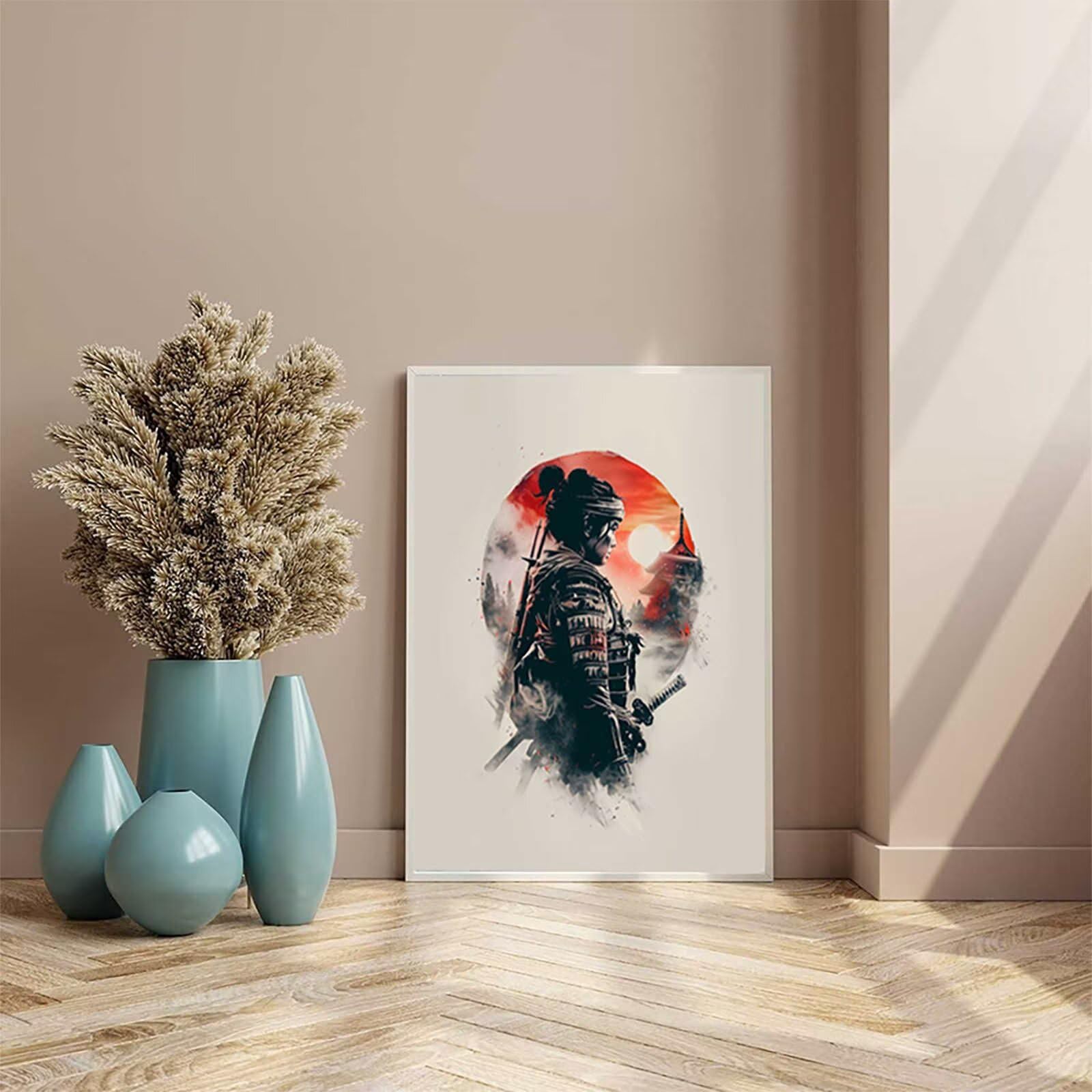 Japon Peinture par Numéros pour Adulte, DIY Peinture Numero Enfants, Peinture Numero Adulte Guerrier Paint by Numbers avec Peinture Acrylique pour Décoration de la Maison 70x95cm Sans Cadre J-7
