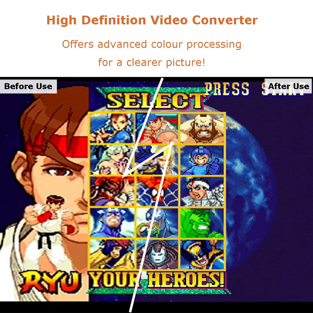 Cuifati Adaptateur HDMI Dreamcast, Convertisseur Vidéo Haute Définition pour Consoles Dreamcast, Sortie Audio Vidéo HDMI Numérique Complète Plug and Play, Compatible PAL NTS