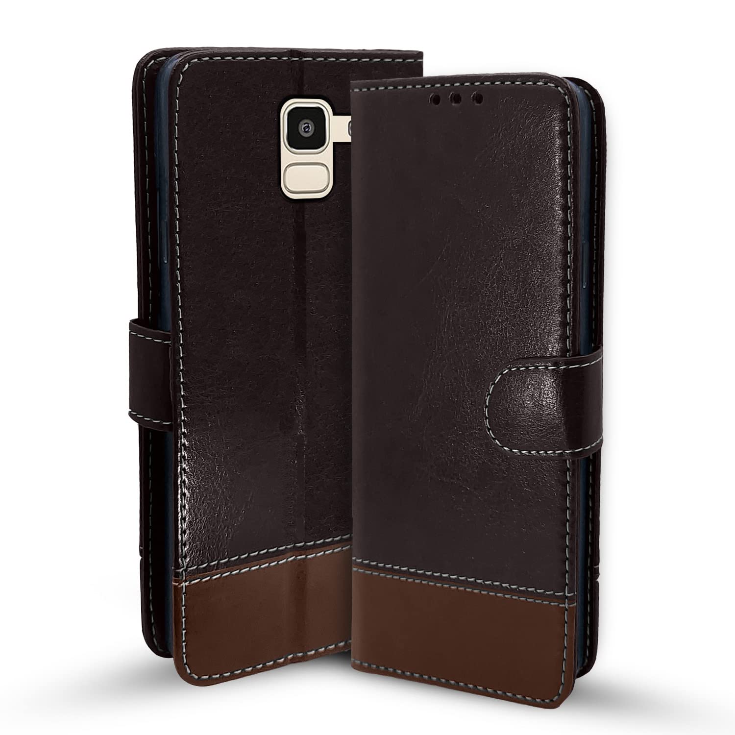 Pikkme Samsung Galaxy J6 2018 Flip Cover | Dual-Tone PU Leather Finish | Wallet Style & Stand | Magnetic Flip Case for Samsung Galaxy J6 2018 (Coffee & Brown) (B0B9NJXNQT) Amazon Price History, Amazon Price Tracker