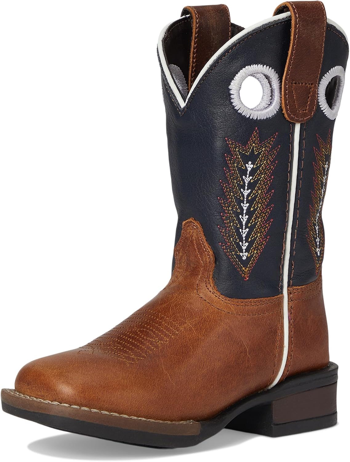 ROPER James Embroidered Square Toe Casual Boots Mid Calf - Brown, Green