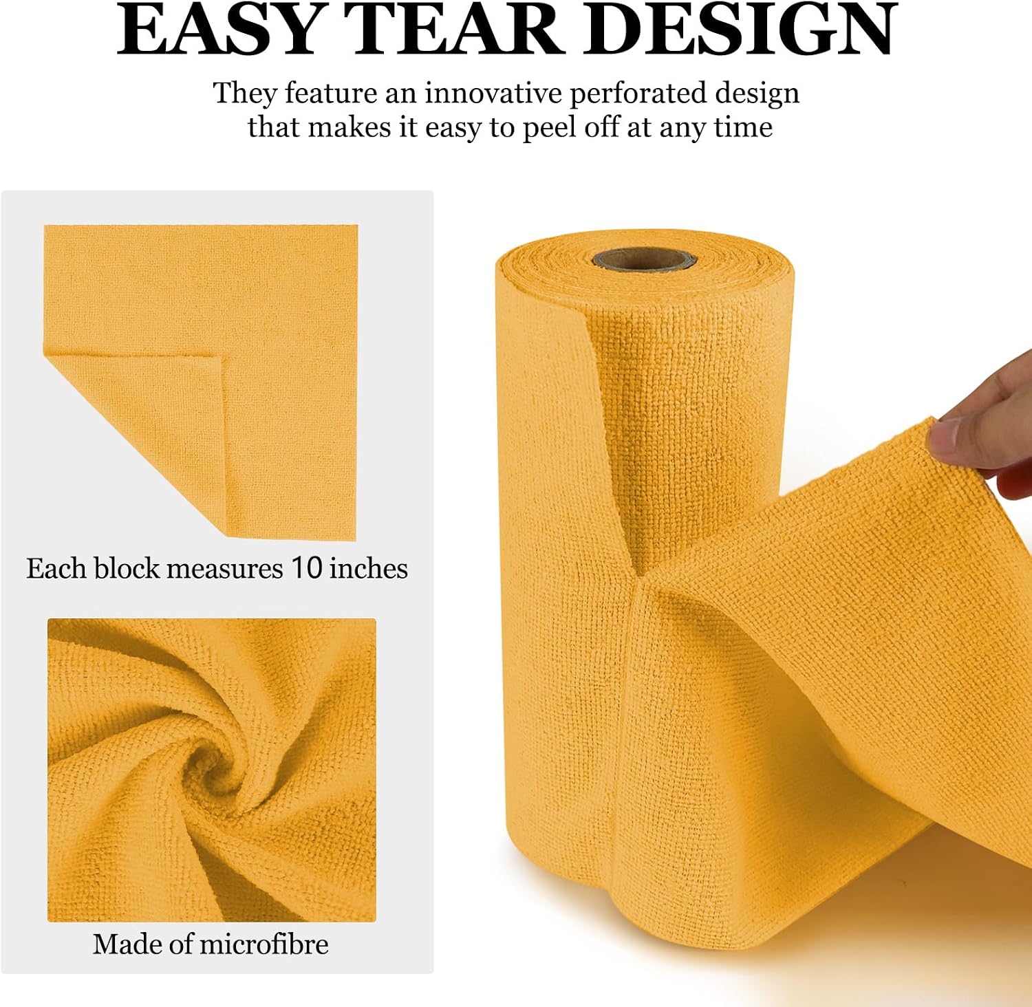 wuyaoyao 50PCS Microfiber Cleaning Cloth Roll, 10"×10" Wash Cloths, Orange image 5