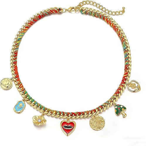 SHANTYSON Colorful Charms Pendant Necklace for Women Multico