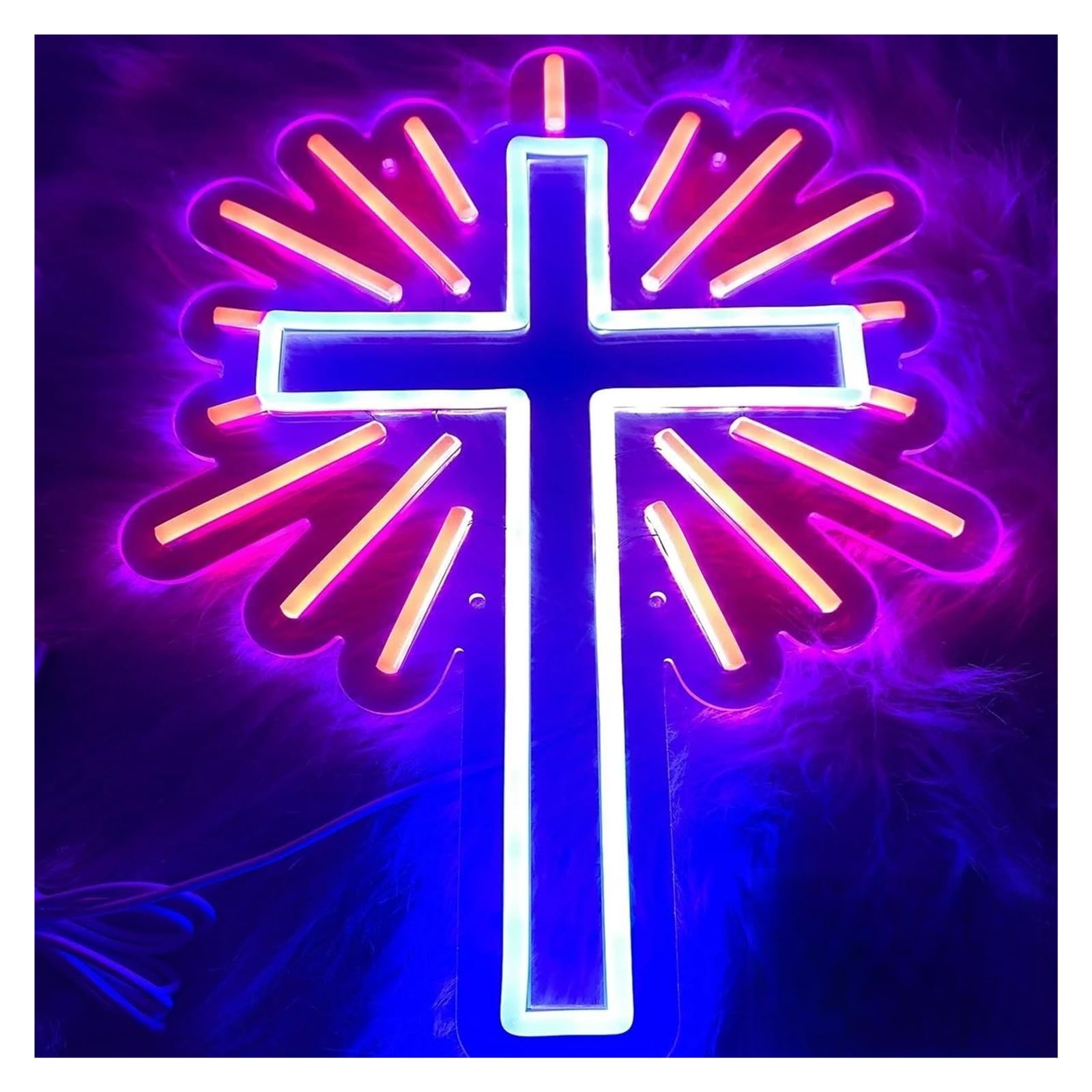 SHOUXI Sign Lamp The Cross Shape Neon Lamp is Suitable for The Festive Atmosphere Hall Decoration 43X30cm