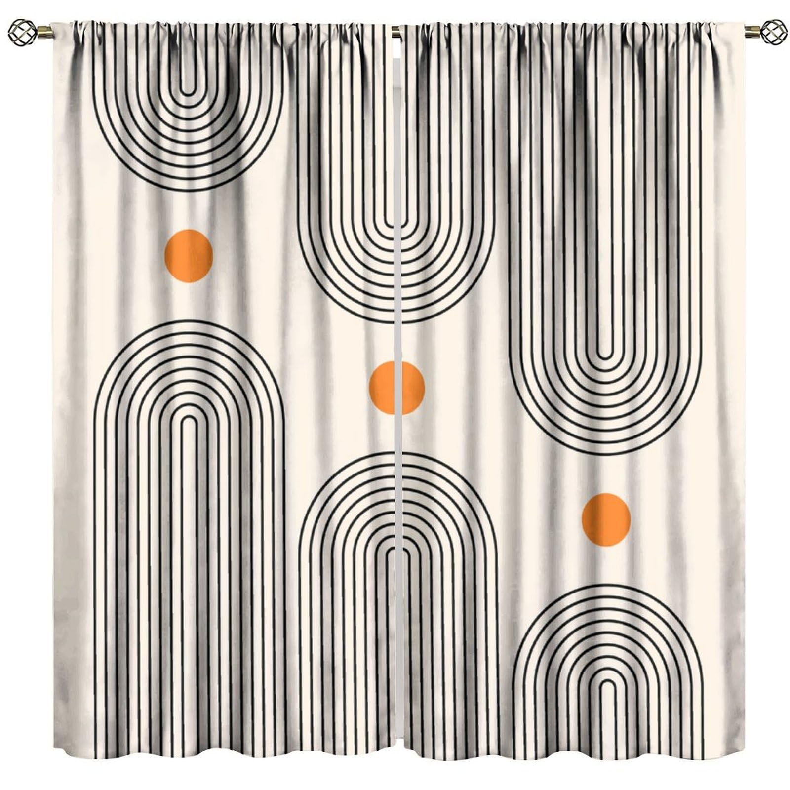 Abstract Mid Century Curtains Modern Sun Minimalistic Curve
