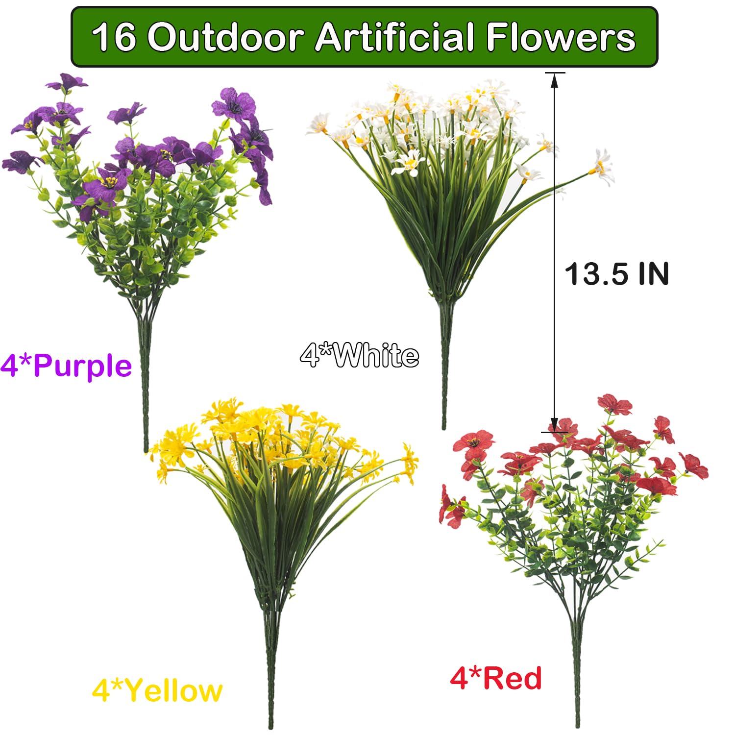 AITISOR Künstliche Blumen für den Außenbereich, UV-beständig, realistische Kunstpflanzen mit bunten Gänseblümchen für Veranda, Terrasse, Hof, Garten, Frühlingsdekoration (Blumenkasten und Pflanzgefäße