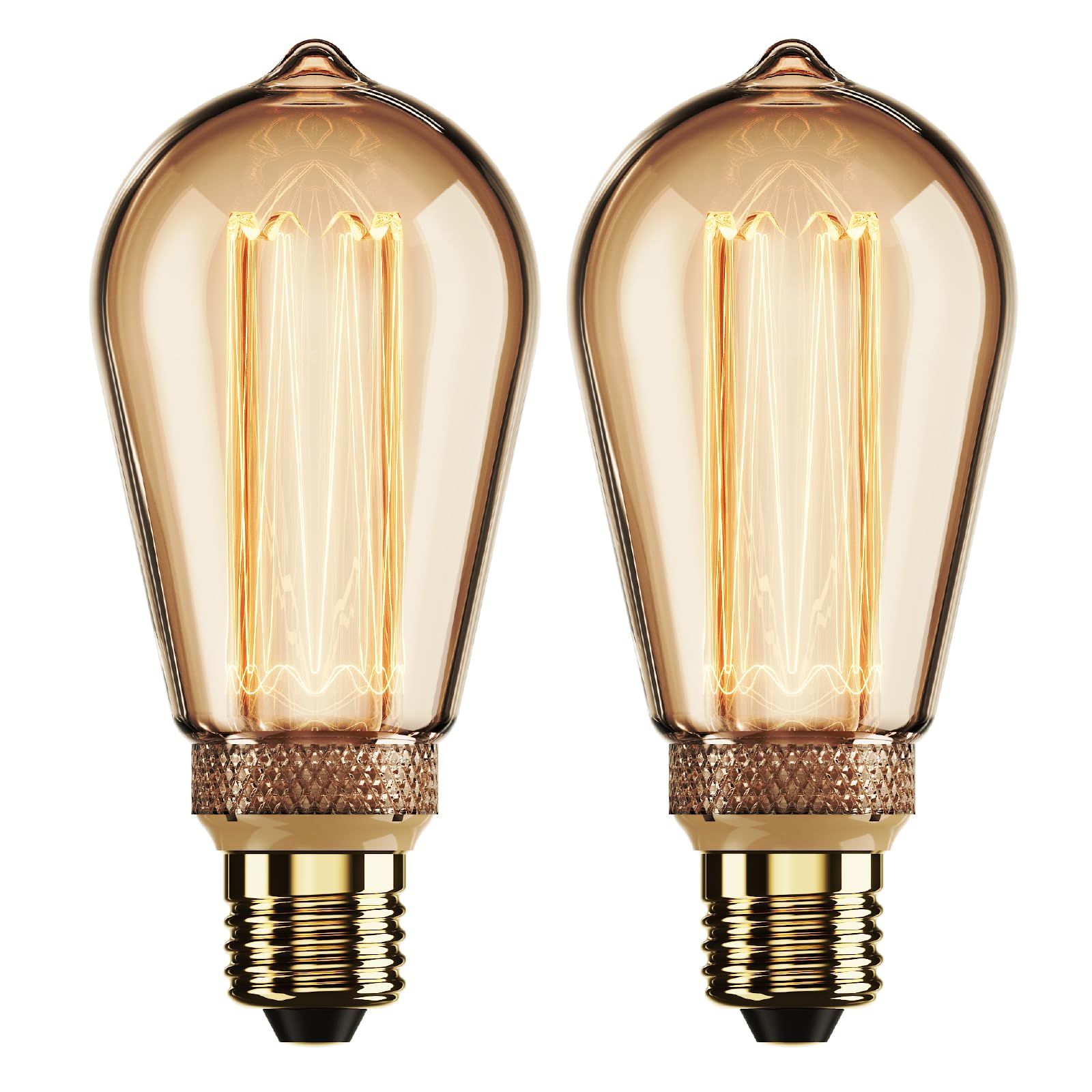 DECOLURA LED Vintage Light Bulb for Mood Lighting with E27 Edison Screw Cap, Squirrel Cage Shaped Filament Bulb, 1800K Warm White Dimmable 120 Lumen, Pack of 2 (2, Tea)