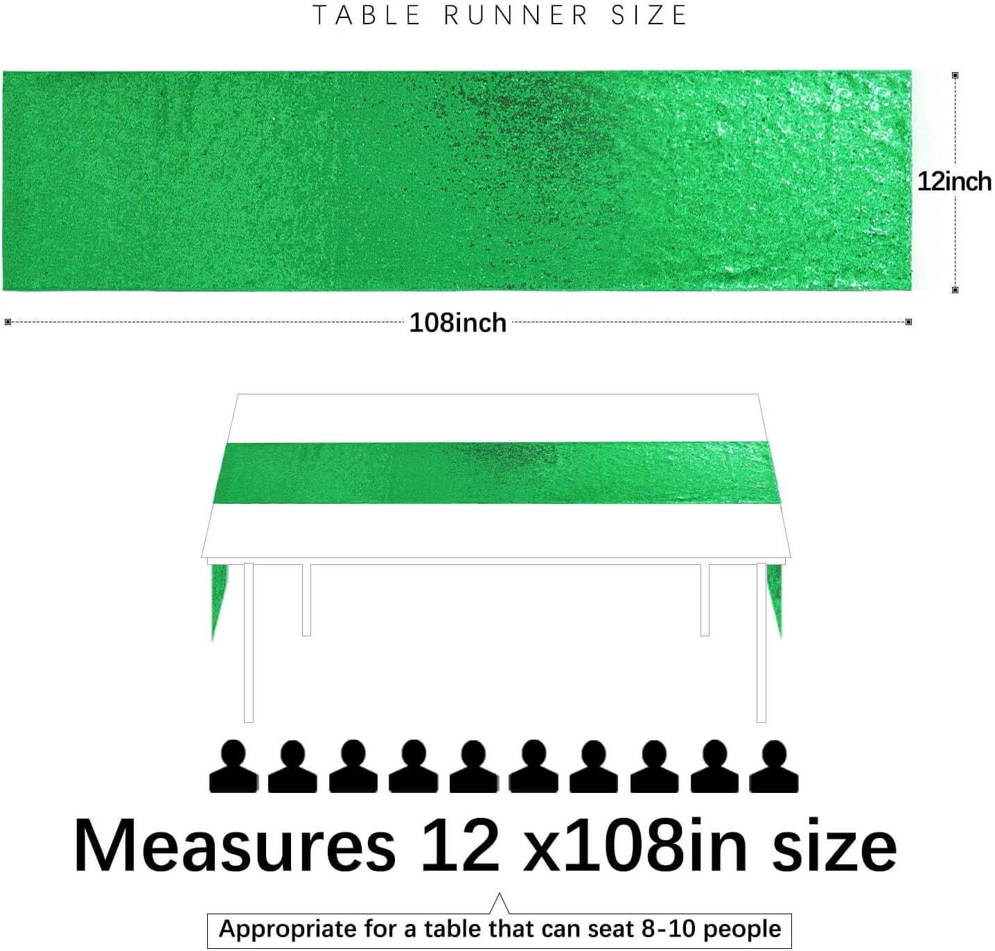 St Patricks Day Table Runner Sparkly 3 Pack Sparkly Fabric Table Overlay for Carnival Birthday Party Glitter Supplies Decorations-12 by 108inch Green