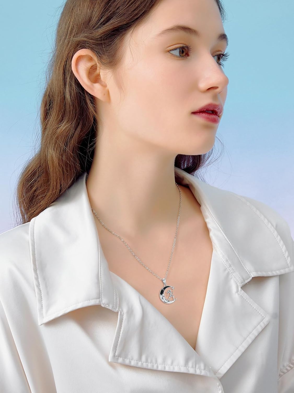 Sterling Silver Sport Necklace Basketball/Football/Softball/Golf /Tennis/Running/Gymnastics/Ballet/Reading/Violin Pendant Black Crescent Moon Necklace Gothic Sport Jewelry Graduation Gifts for Women Sports Team Fans - Image 3