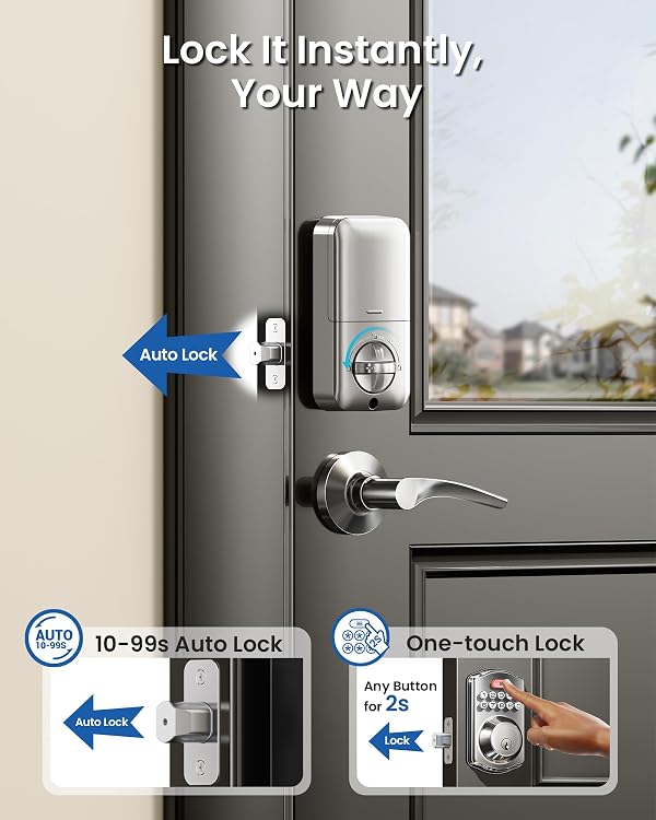 Veise Keyless Entry Door Lock with 2 Lever Handles - Electronic Keypad Deadbolt, Easy Installation Digital Smart Front Door Lock Set, Satin Nickel by Veise - Image 5