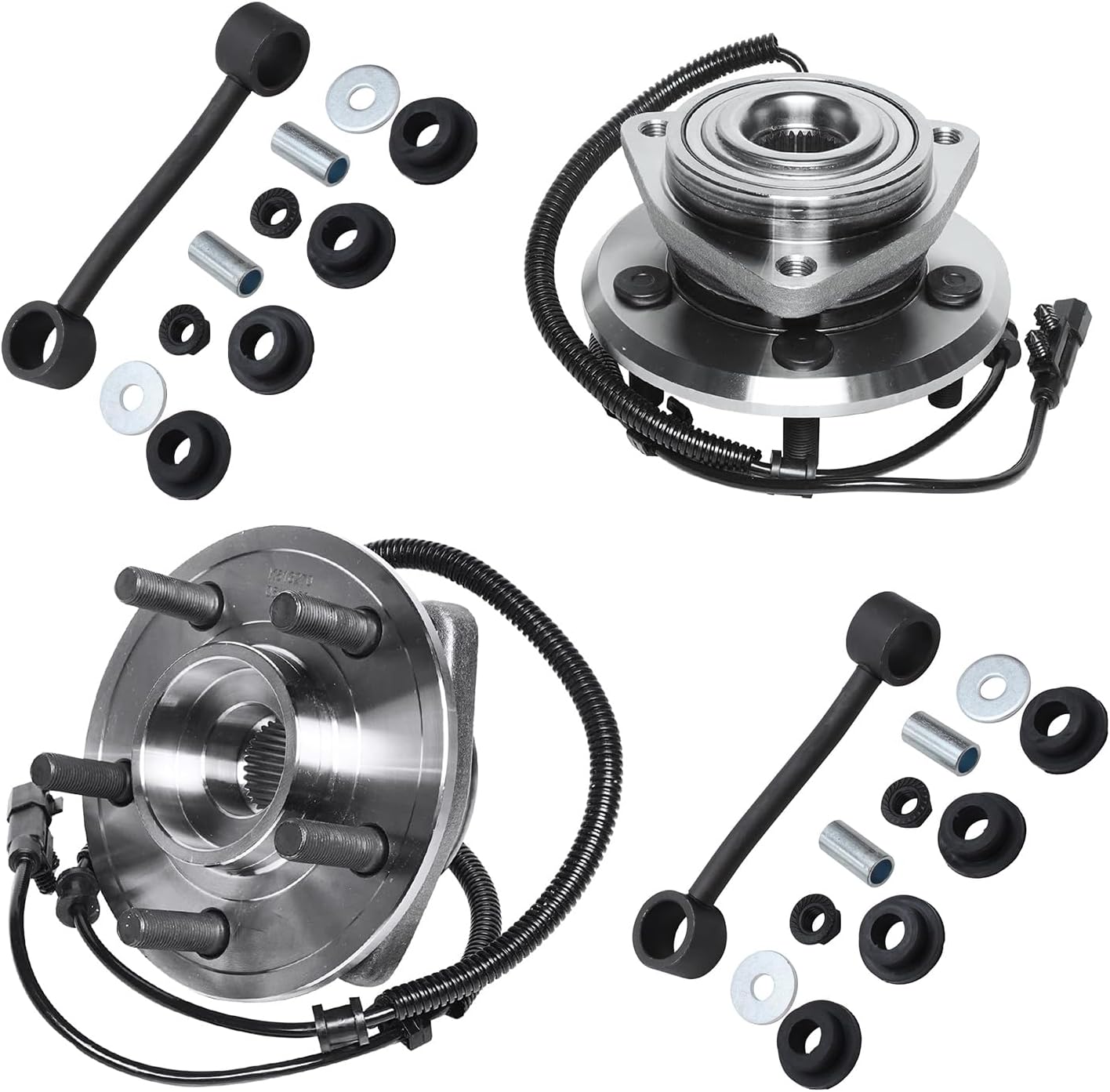Detroit Axle - Front 4pc Wheel Bearing Hubs Kit for 07-11 Dodge Nitro, 08-12 Jeep Liberty, 2 Wheel Bearing & Hubs 2 Sway Bar End Links 2008 2009 2010 2011 Replacement