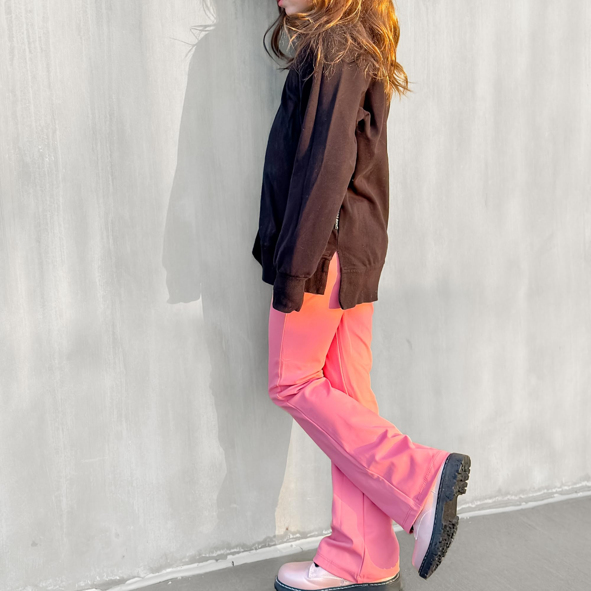 BIG ELEPHANT Polainas Acampanadas para niñas, Pantalones de Yoga Bootcut para niños, Medias Campanas para Entrenamiento de Baile