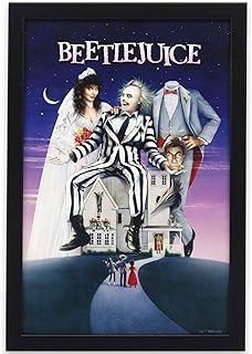 Beetlejuice Movie Poster Framed Wood Wall Decor - Iconic Beetlejuice Wall Art for Movie Room or Halloween Decor