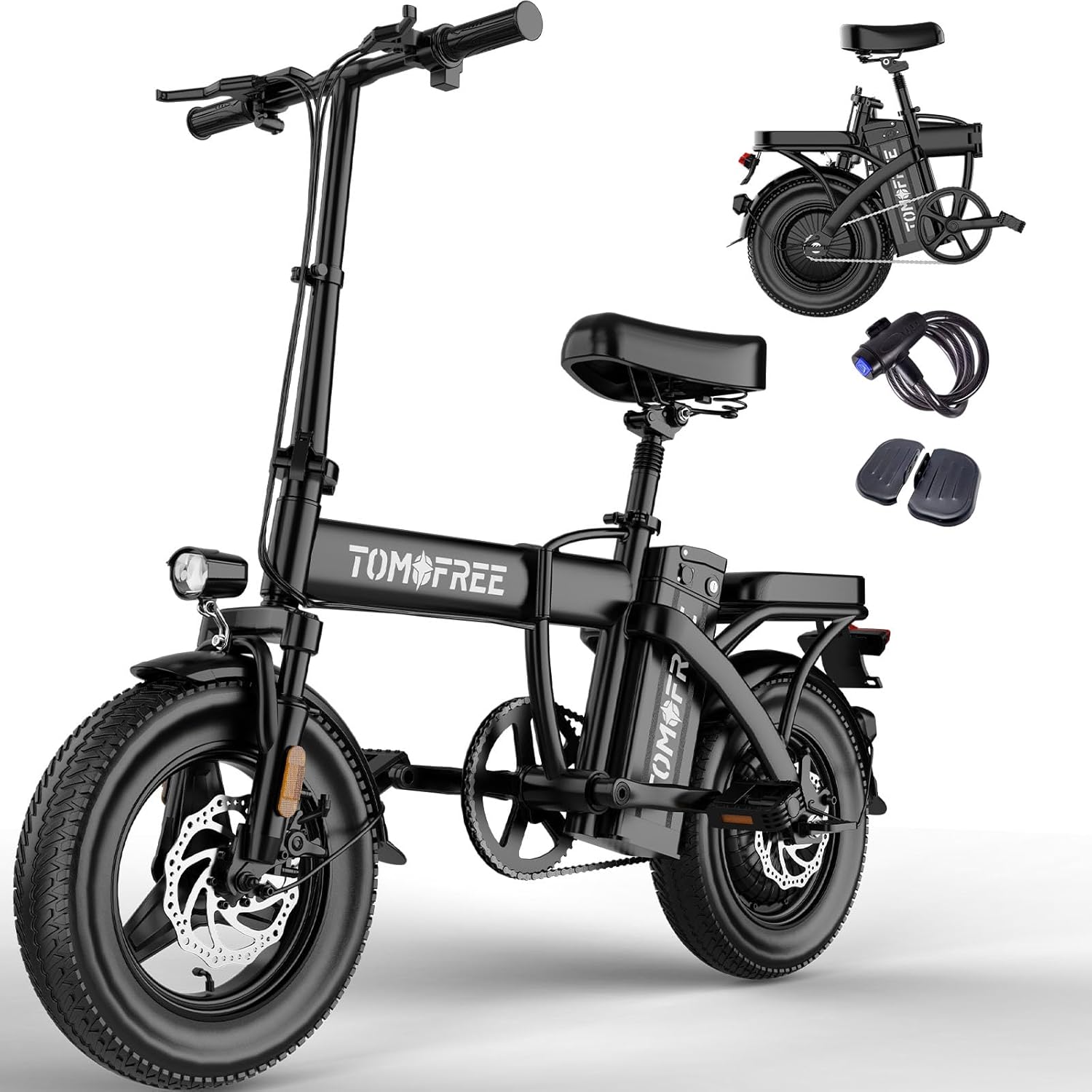 Tomofree 750W Peak Electric Bike for Adult, 20-25MPH/25-35 Miles Electric Bicycle, 14" Folding E Bike, 48V 20Ah Removable Battery, PAS Control, Commuter E-Bike for Adults and Teens