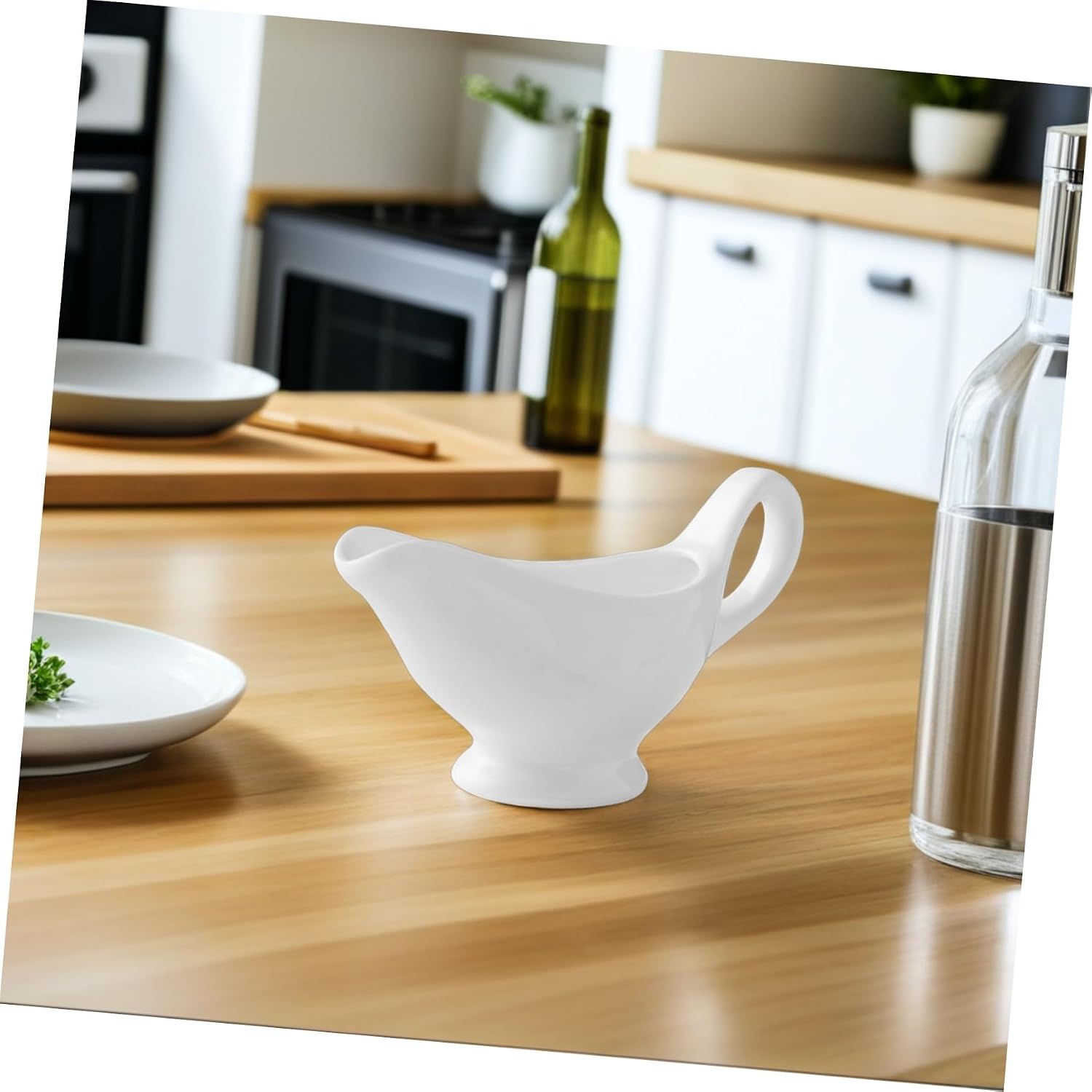 Ciieeo Ceramic Gravy Boat Sauce Pitcher Drip Resistant Serving Jug for Hot and Cold Gravies Salad Dressings Broth Pottery Condiment Bowl for Home and Restaurant Use
