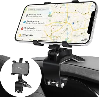 Car Phone Holder Dashboard Phone Mount 360 Degree Rotation Multifunctional Clip Design Car Universal Phone Mount Compatible with 4-7 inch cellphones
