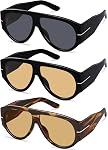 Oversized Retro Aviator Sunglasses for Women Men Trend 70s Thick Classic Vintage Style Sun Glasses