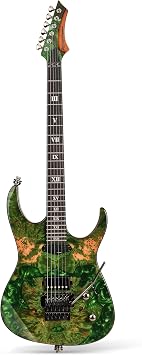 Leo Jaymz Tsunami Deluxe Mahogany Body & Roasted Maple Neck, HH Pickups with Rail, Double-Locking Tremolo, 24 FretsGreen