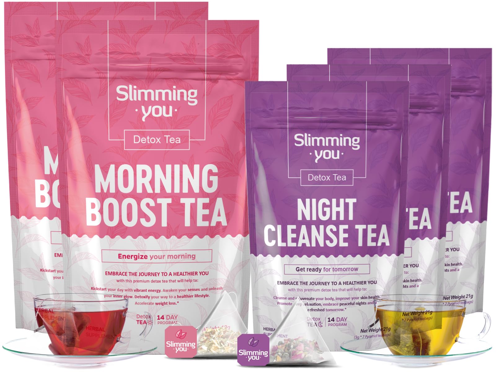 TAOISTEA Detox Teas (2 Morning Boost Tea & 3 Night Clease Tea)