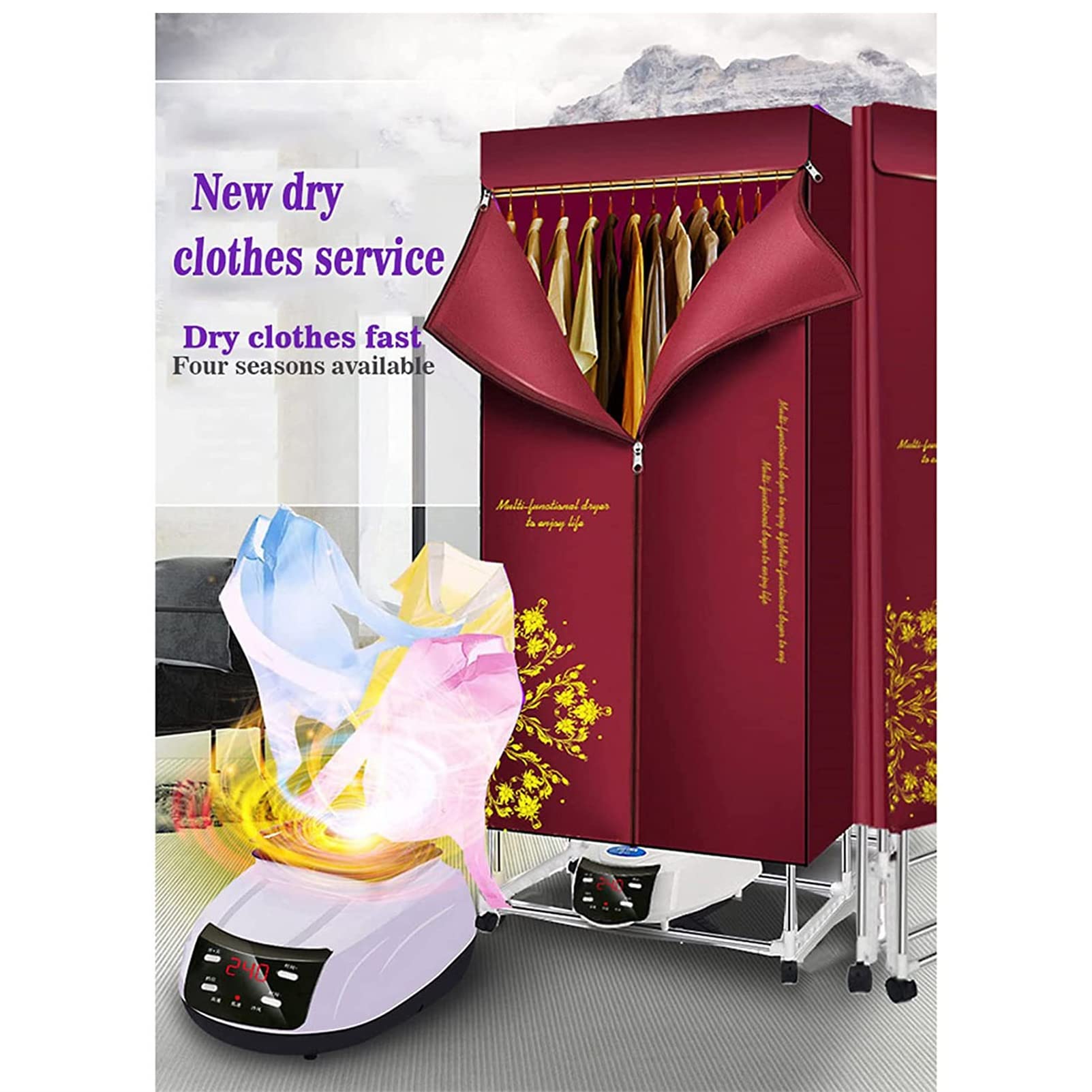 Asciugatrice Asciugabiancheria elettrico 1500W Grande capacità 20kg con telecomandoEfficiente dal punto di vista energetico Lavanderia interna bagnata Aria calda riscaldata asciugatura Rack Armadio