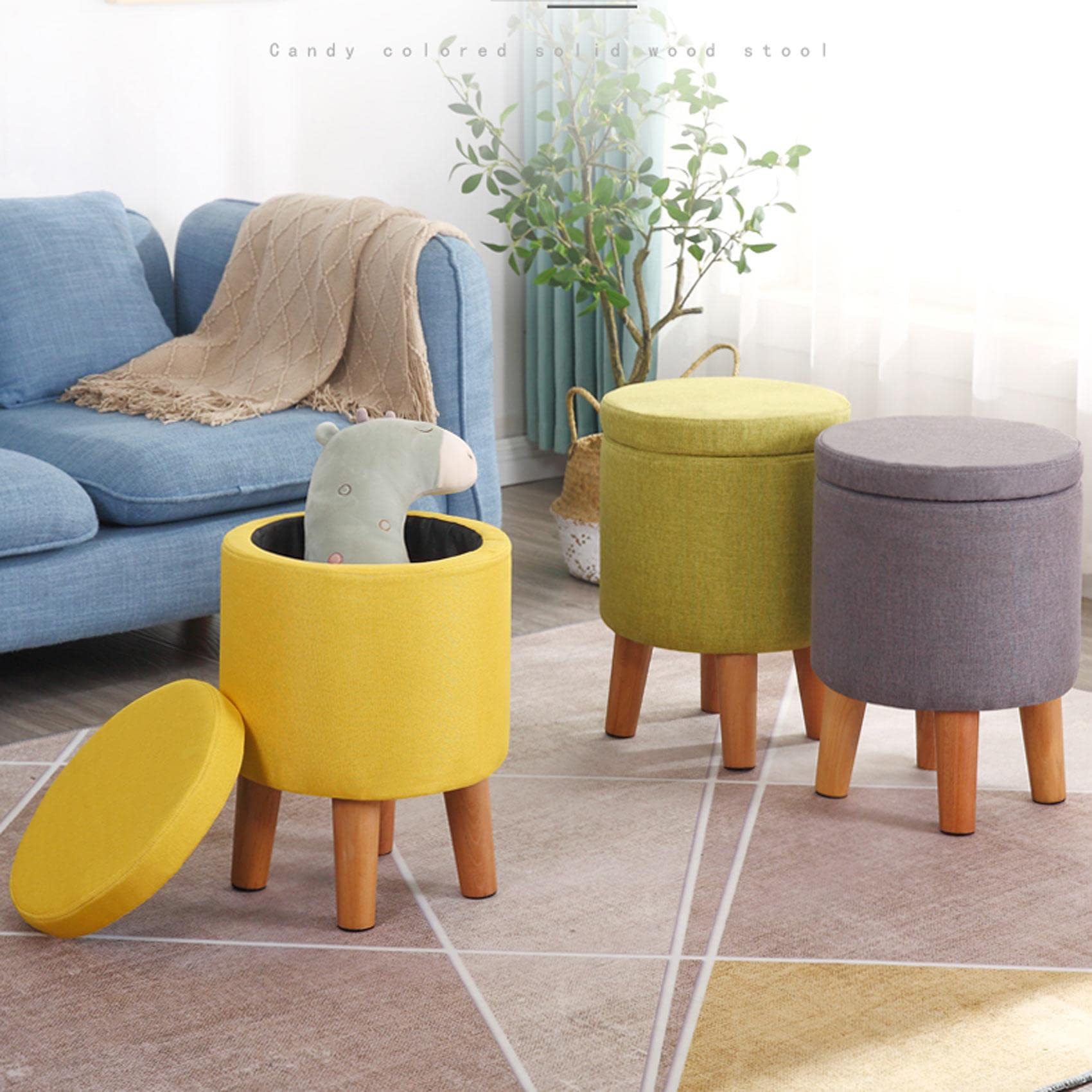 Poggiapiedi Poggiapiedi Poggiapiedi Poggiapiedi Poggiapiedi Rotondo Poggiapiedi Rotondo Poggiapiedi in Lino di Cotone Pouf Contenitore Poggiapiedi Sgabello Pouf per Camera da Letto Poggiapiedi per Sog