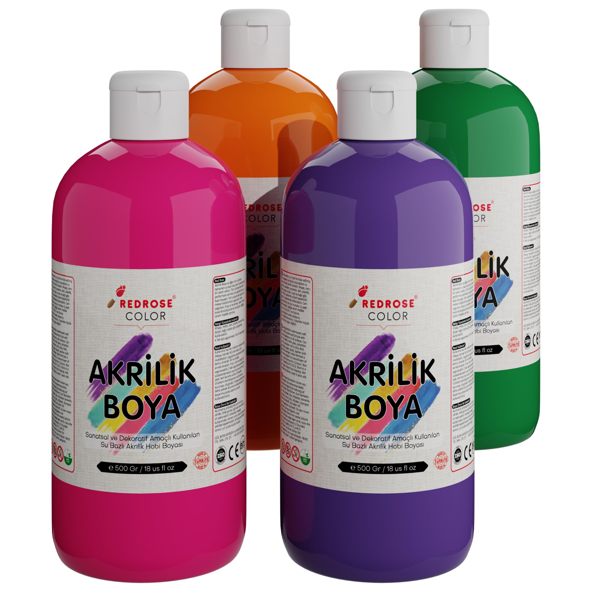 Red Rose Ara Renkler Akrilik Boya 4'lü Set 4x500 gr