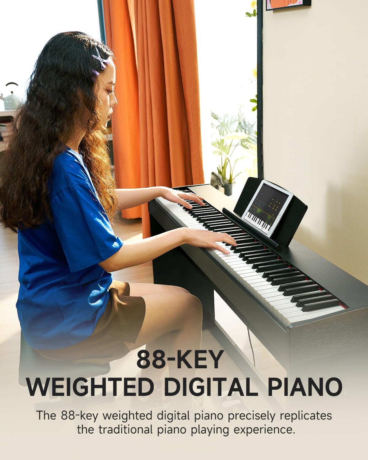 Donner DDP-50 Weighted Digital Piano 88 key Keyboard for Beginner, Full Size Electric Piano Keyboard with Furniture Stand and 3 Pedal Unit