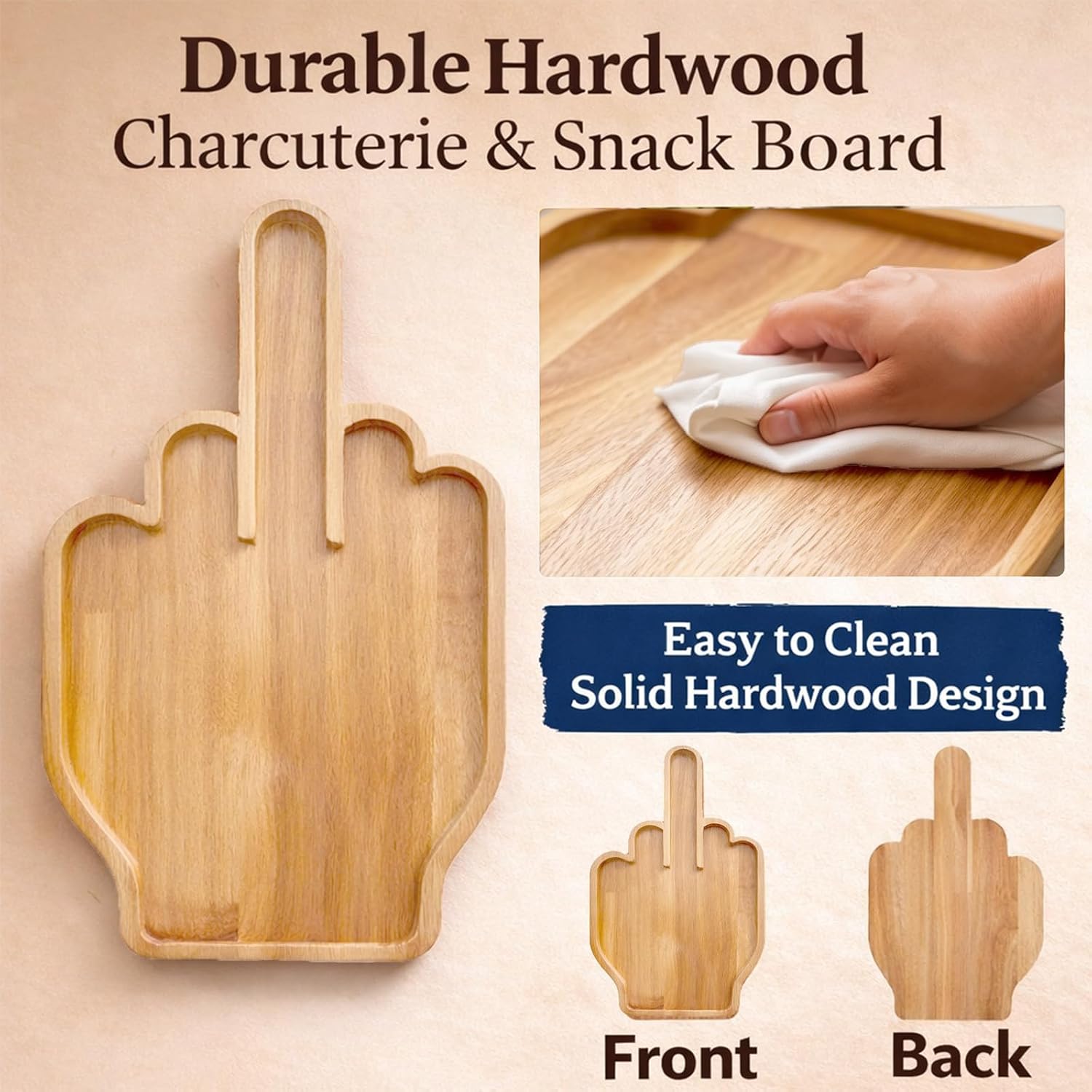 Funny Solid Wood Charcuterie Board & Cheese Platter, Novelty Wine Meat Fruit Serving Tray, Length 15.7", Ideal Gag Gift for Bachelor Party, Housewarming & Kitchen Decor