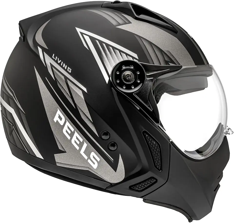 Peels Capacete Aberto Moto com Queixeira Removível e Óculos Solar Interno Mirage Living Preto Fosco/Grafite 60