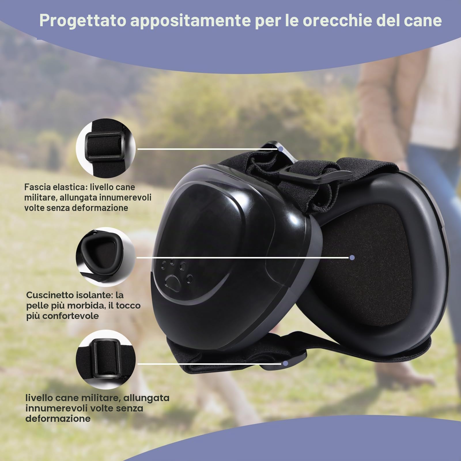 Cuffie Antirumore cane, Paraorecchie Regolabili cane, Protezione Uditiva