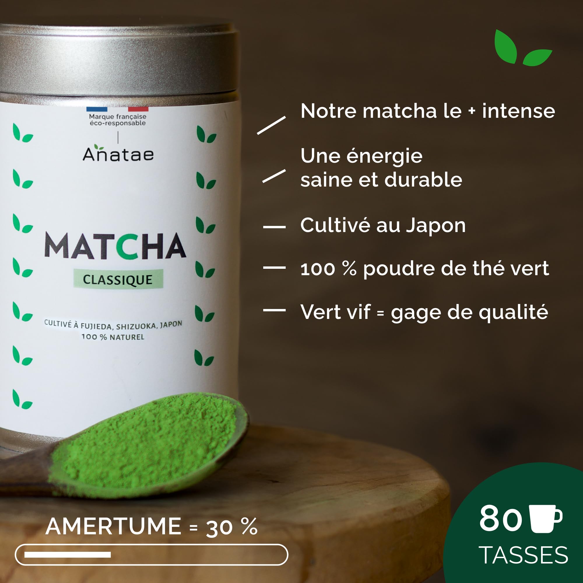 Anatae - Thé Matcha 100% Naturel - Poudre de Thé Vert pour Matcha Traditionnel, Latte et Pâtisserie - Récolté à Fujieda, Japon (30 g) (80)
