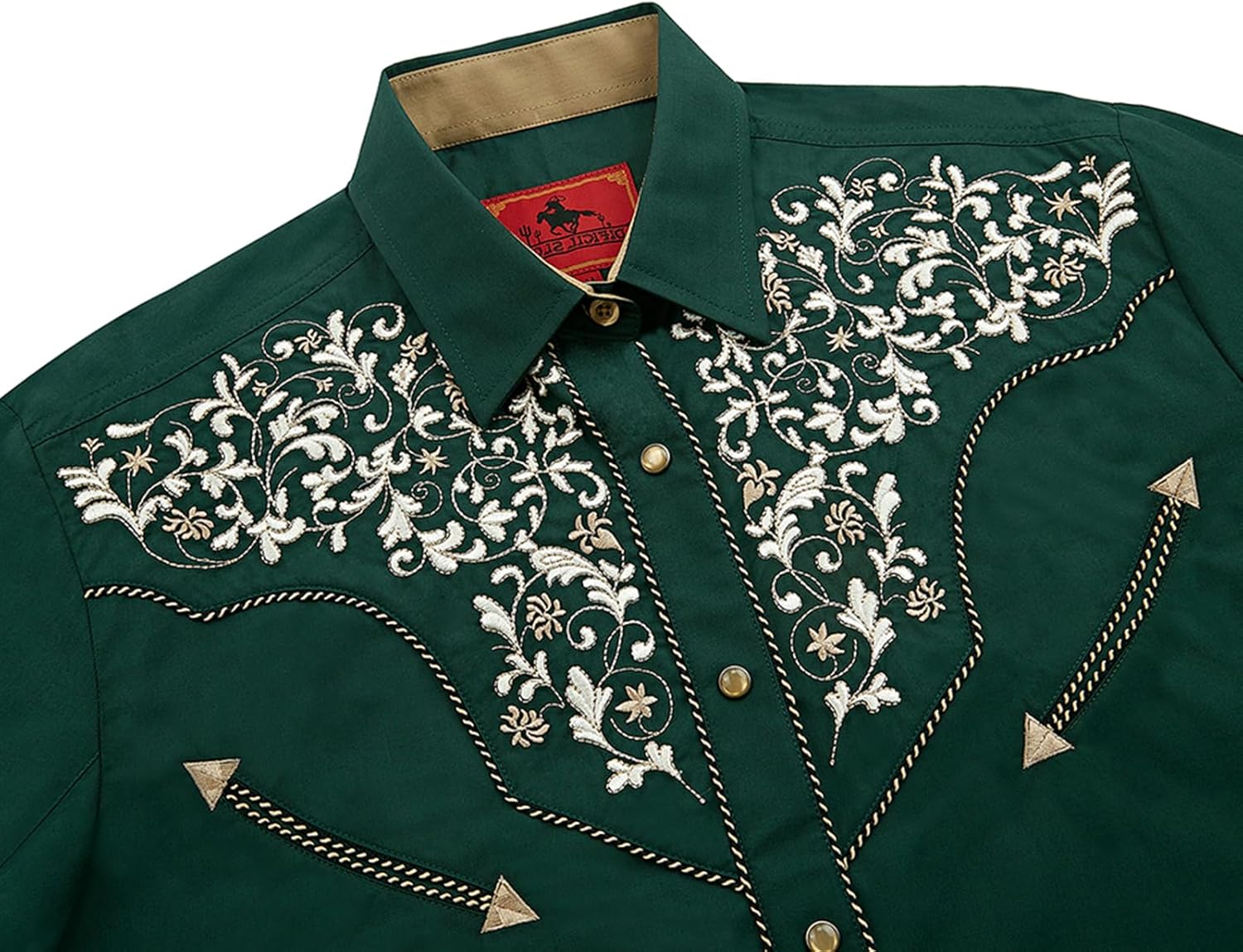 Men's Western Cowboy Shirt Embroidered Long Sleeve Casual Button Down Shirt - Image 2