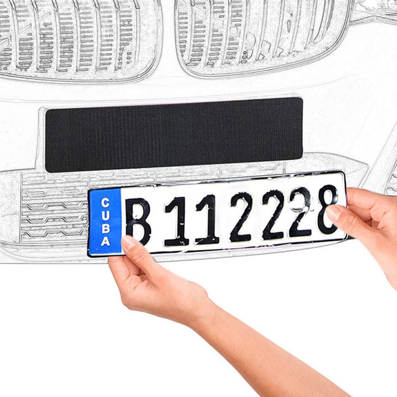 SUPVOX Car License Plate Fixing Sticker 2 Pairs Heavy Duty Mounting Tape with Hook and Loop Straps Waterproof Adhesive for Cars Trucks Boats 19.68X3.93In