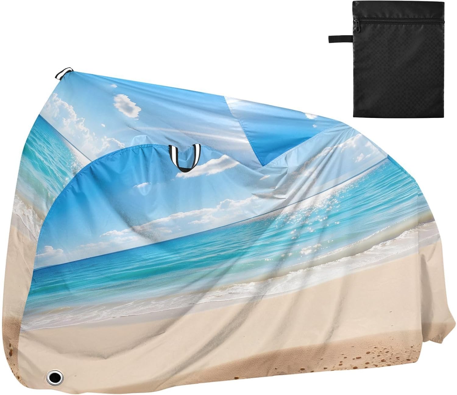 ALAZA Beach summer Bike Cover Waterproof Outdoor Ebike Bicycle Covers Tarp Protection for 1/2 Bikes, Sun UV Dust Wind Proof