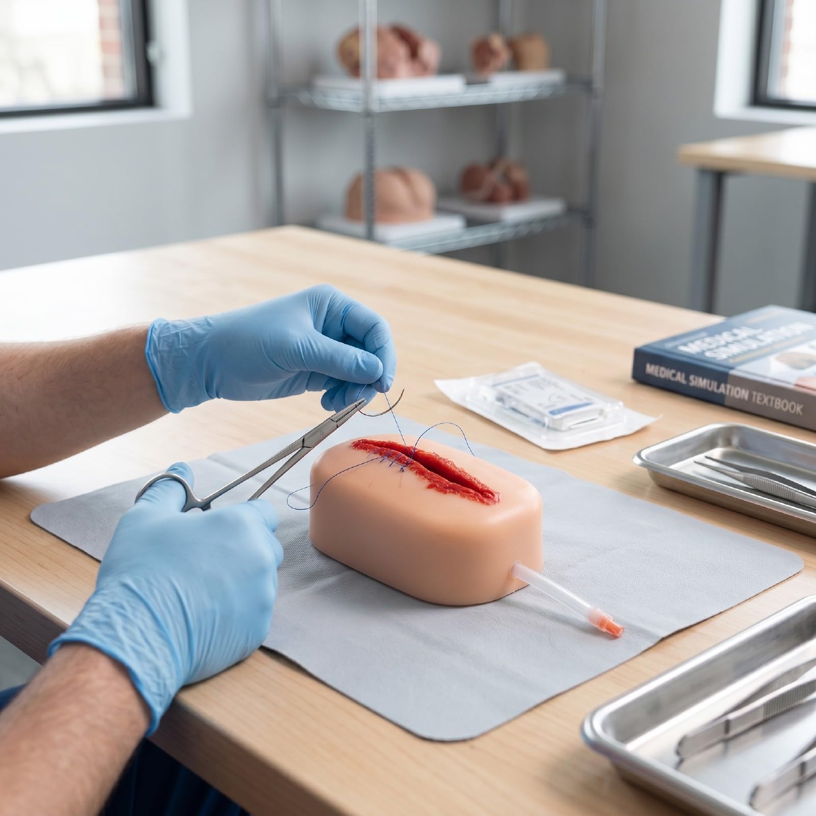 Pongnas Kit de Suture en Silicone pour Entraînement, Outil Réutilisable de Simulation de Plaie avec Texture Réaliste pour Pratique Médicale