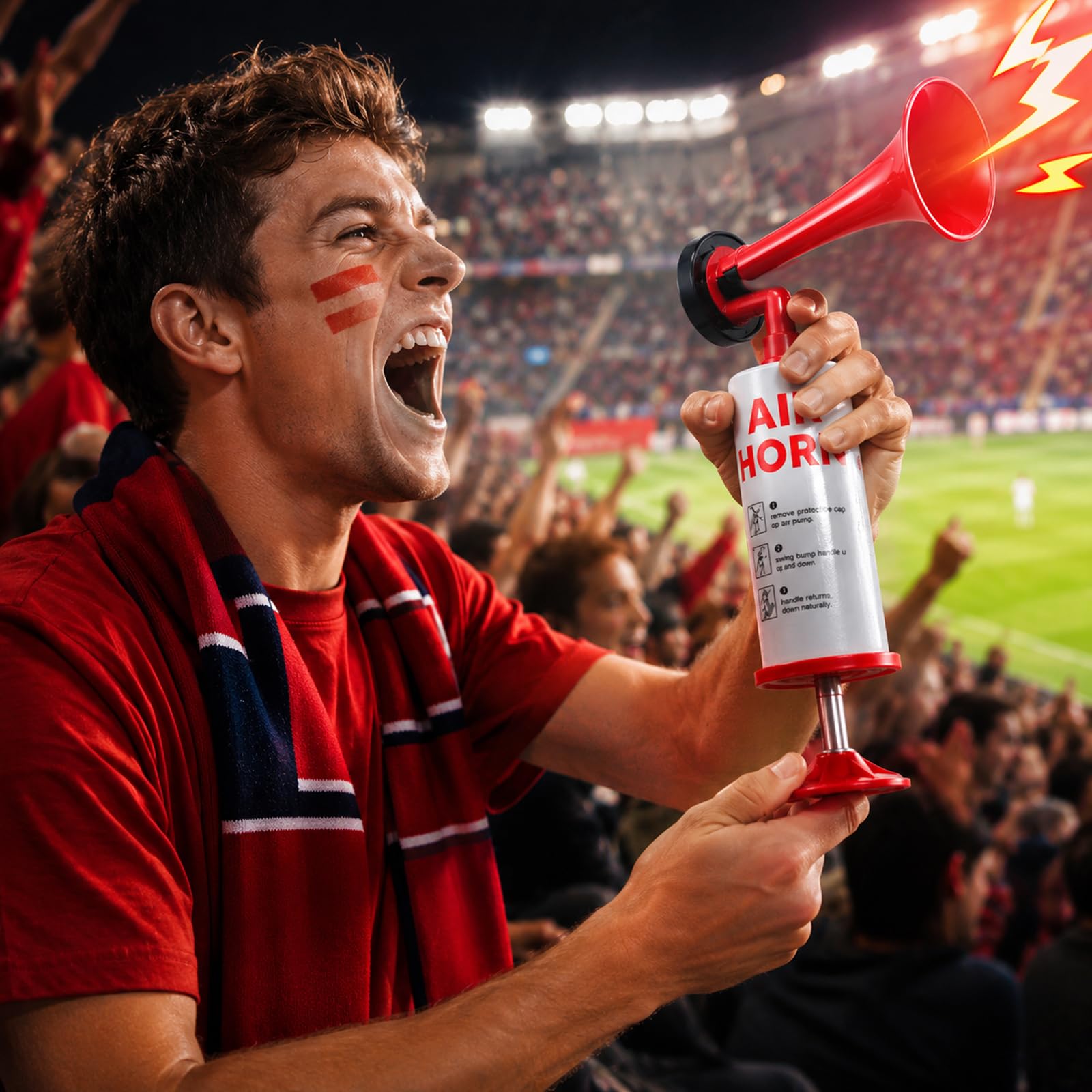 Ręczny klakson sprężonego powietrza Trąbka Niezwykle głośna | Przenośna trąbka piłkarska, klakson kibica piłka nożna nadaje się na stadiony mistrzostw świata imprezy sportowe
