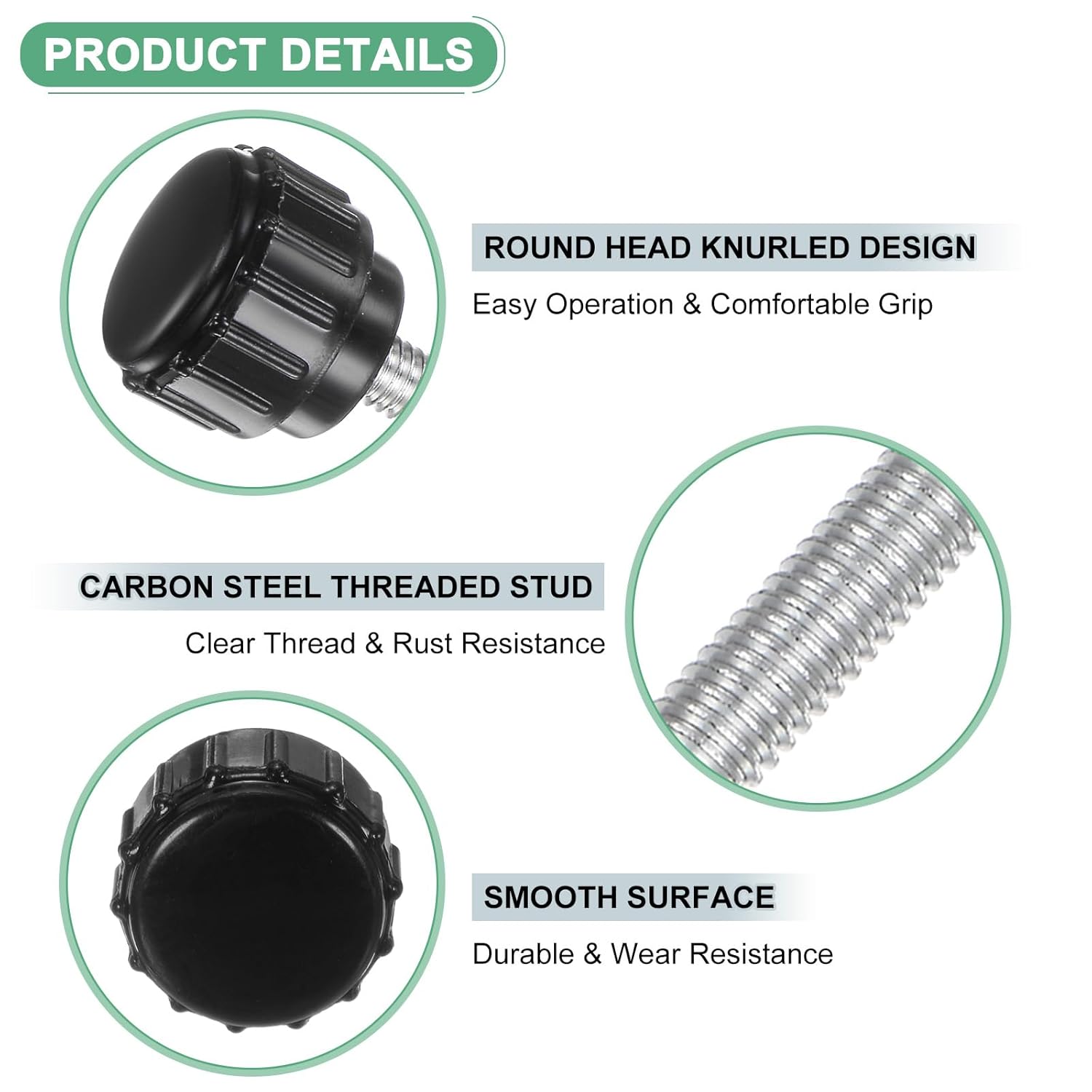 4-Set Knurled Clamping Knobs, M4x25mm Male Thread Knurled Thumbscrew W Nuts & Washers Carbon Steel Screw on Knobs Grips for Machinery/Electronic/Furniture [Black]