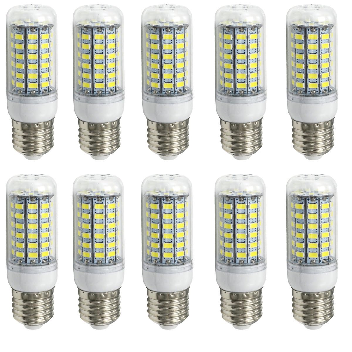 Aoxdi E27 Screw LED Light Bulb 10W, 69 SMD 5730 ES, Non-Dimmable, AC220-240V, Cool White, 10-Pack