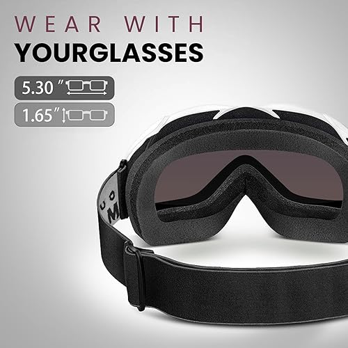 Miniatura 136 de OutdoorMaster - Gafas de esquí/snowboard para hombres, mujeres y jóvenes, 100% protección contra rayos ultravioleta, para usar sobre los anteojos