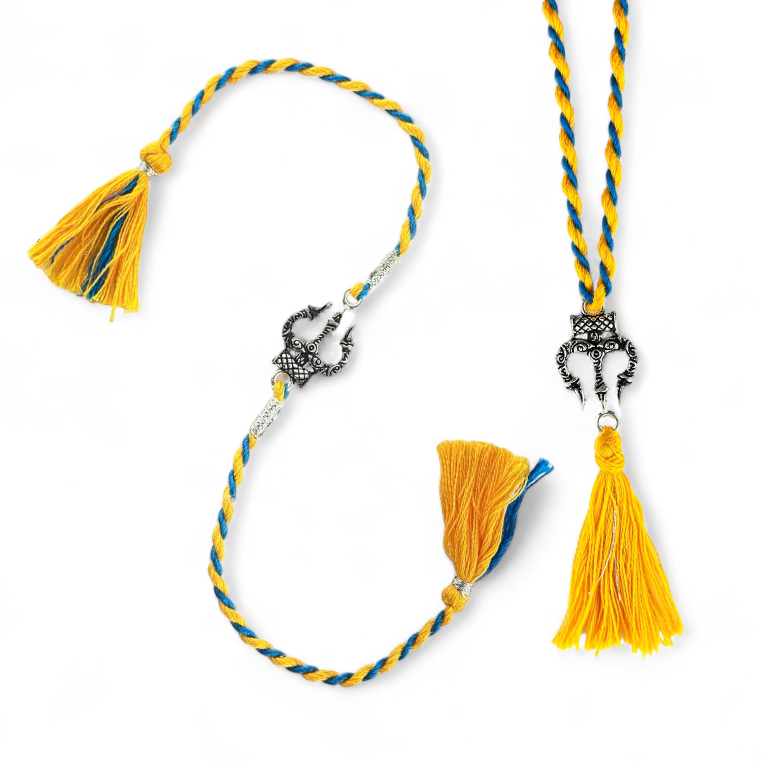Hem Jewels Pure Silver Rakhi & Lumba Bhaiya Bhabhi Rakhi Combo with Silver Motif and Cotton Thread | Rakhi for Bhabhi and Brother | Rakshabandhan Rakhi for Bhabhi |Free Size | Trident (L-RKH49) (B0D9HYG78Z) Amazon Price History, Amazon Price Tracker