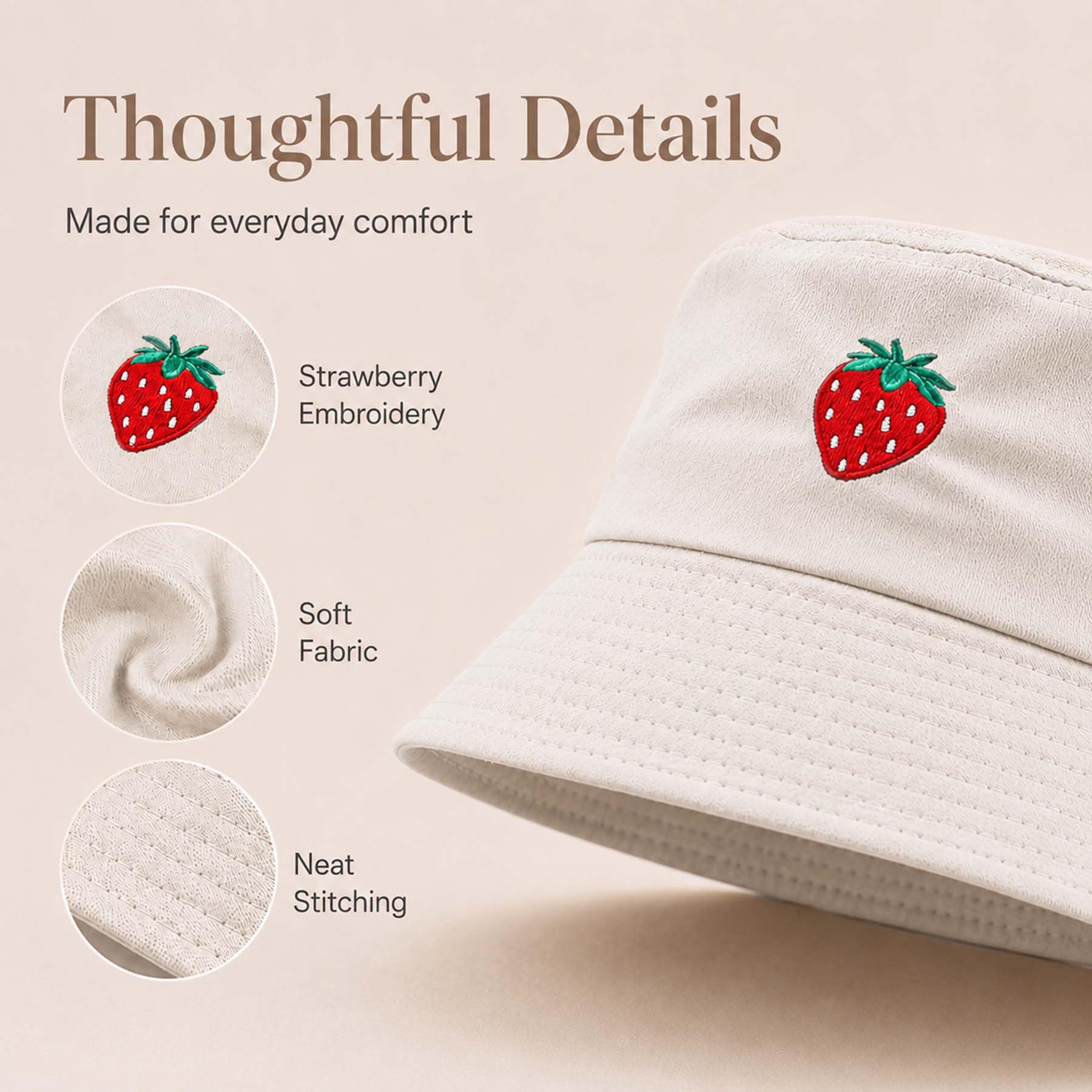 Feng Shui， Sombreros de Pescador para Mujer - Sombrero de Pescador con Bordado de Margaritas Sombrero de Pescador de Verano para Mujer Sombreros de Sol de Cubo de algodón Reversible Sombrero Plegable