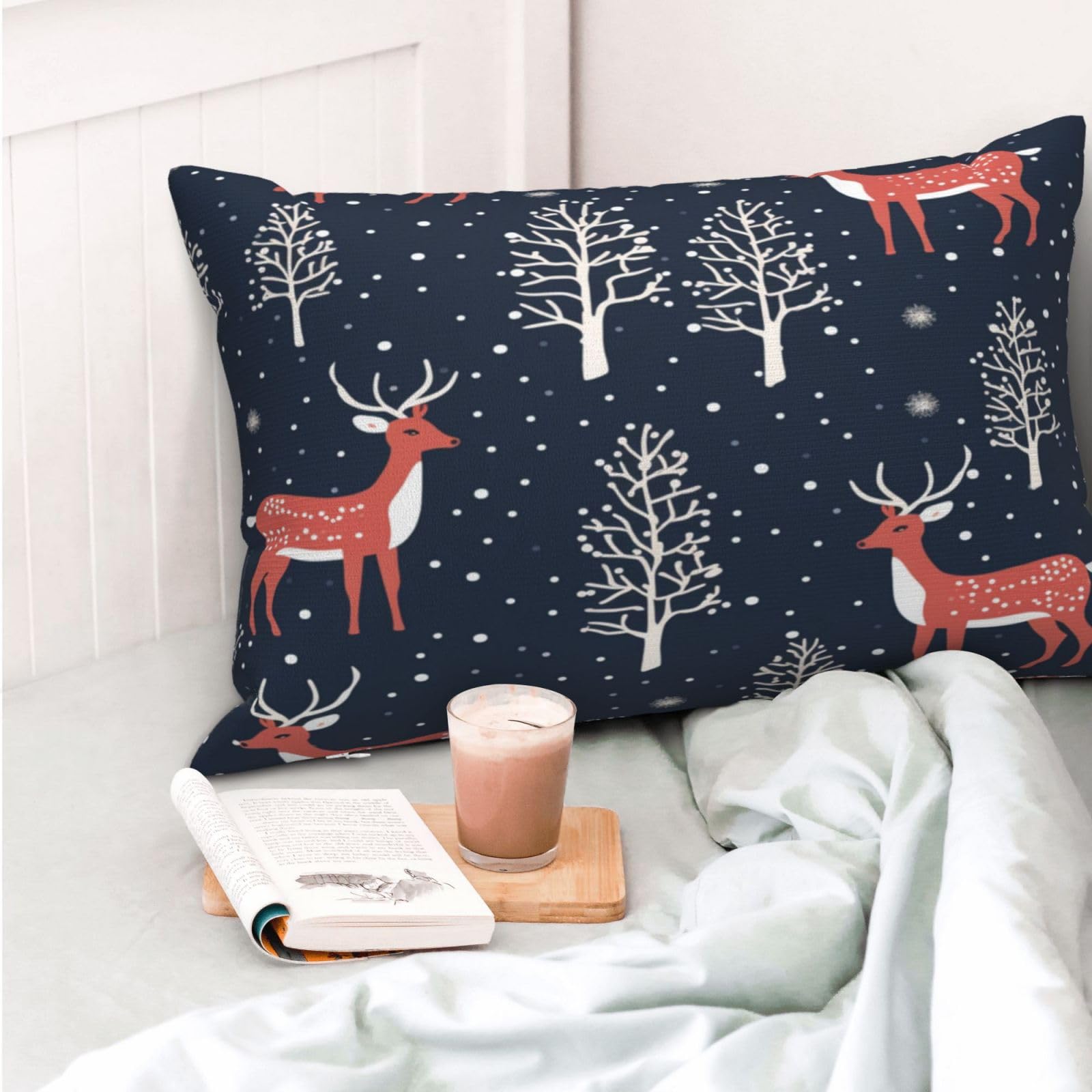 Funda Cojin 60x90cm Fundas Cojines Árbol de Navidad 2 Piezas, Nieve Cojines Decorativos, Fundas de Cojines, Lumbar Fundas Cojines Sofa Funda de Almohada, Sala de Estar Dormitorio Decoracion Hogar,S291