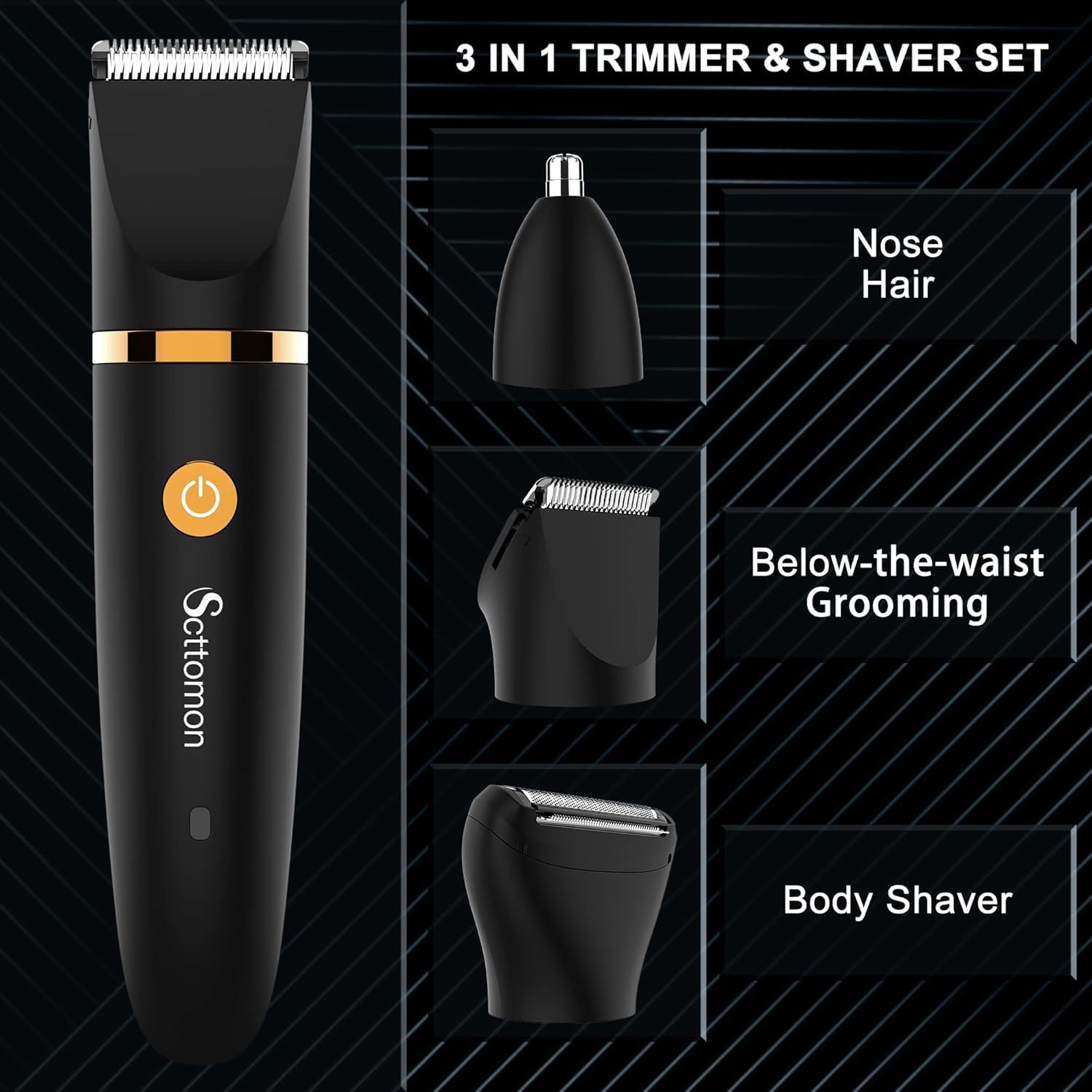 Scttomon Electric Groin Hair Trimmer for Men 3 in 1