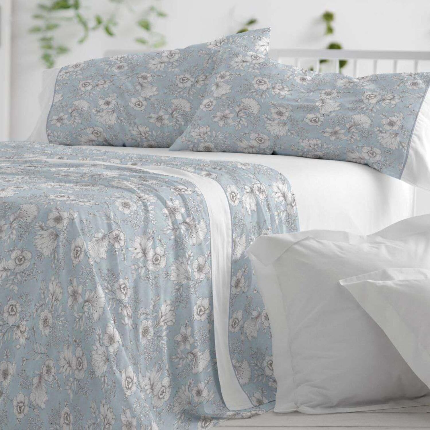 Burrito Blanco | Cotton Bedding Set | 135 cm Bed Design 637 | Aqua Color (135x190/200 cm.)