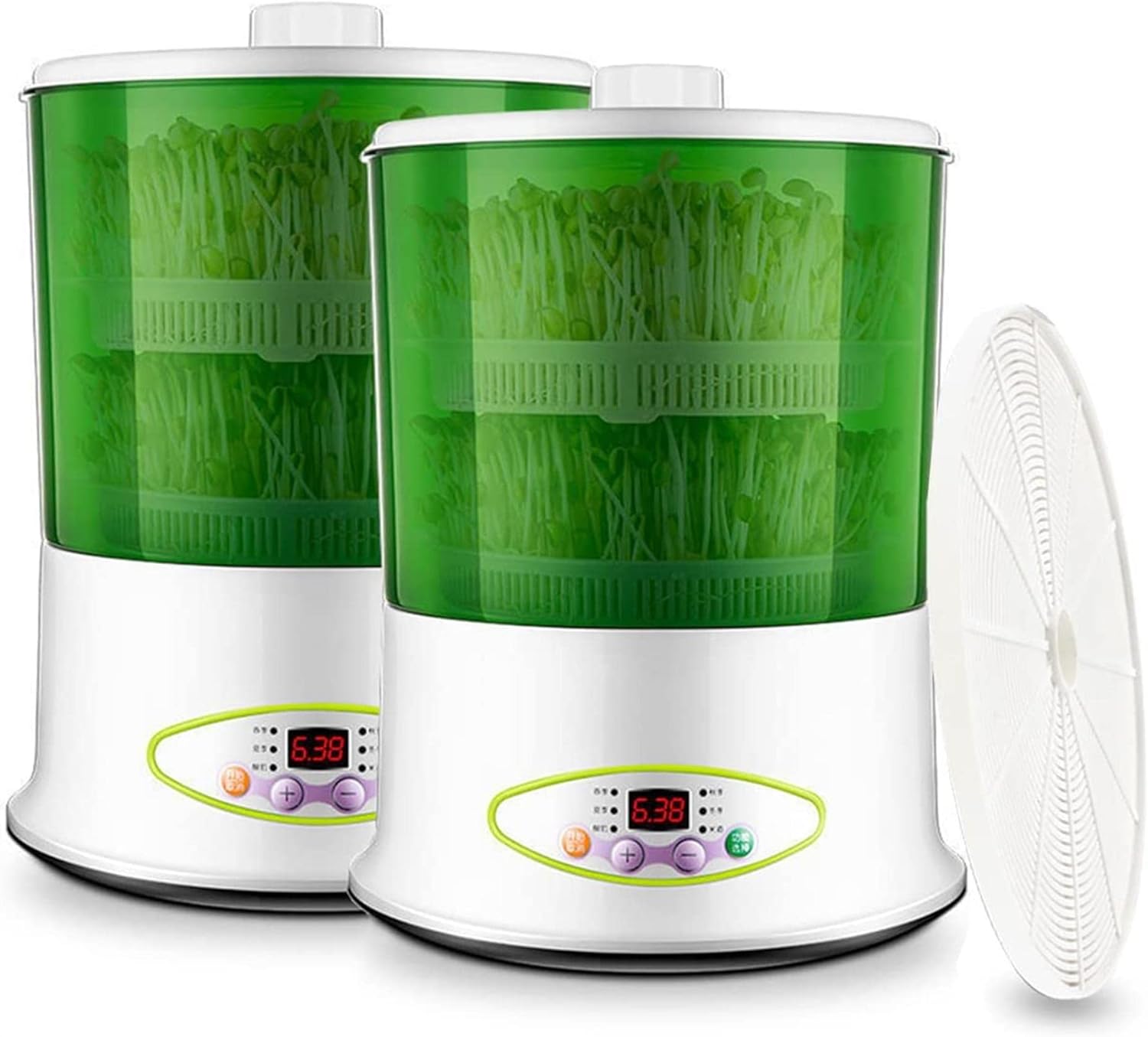 2PCS Bean Sprout Tank, Automatic Bean Sprout Machine, Microcomputer Controlled Constant Temperature Cultivation Seed Germination Device