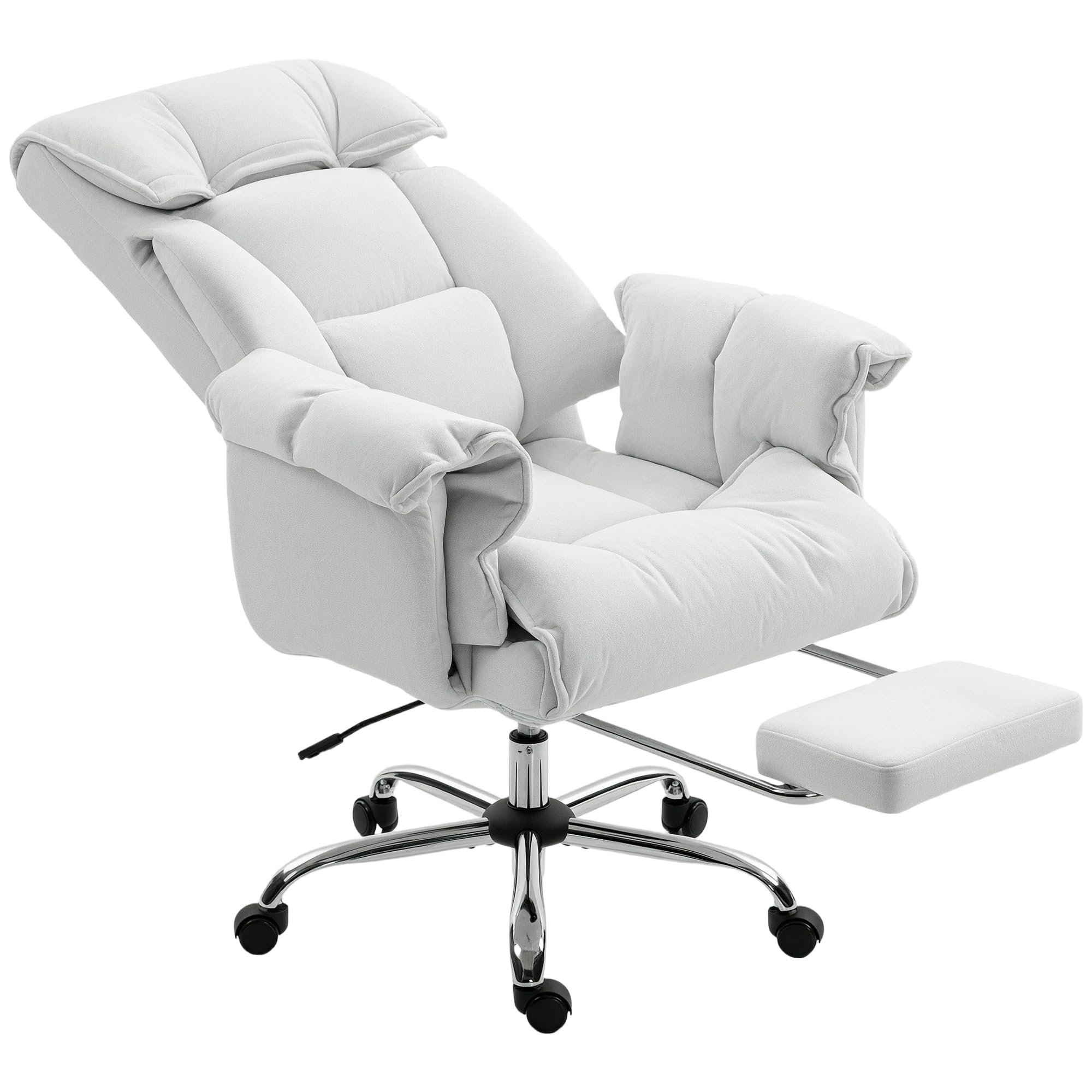 HOMCOM Executive Office Chair Comfy with Foot Rest, Reclining Swivel Computer Desk Chair with High Folding Back, Thick Cushion, Padded Armrest,