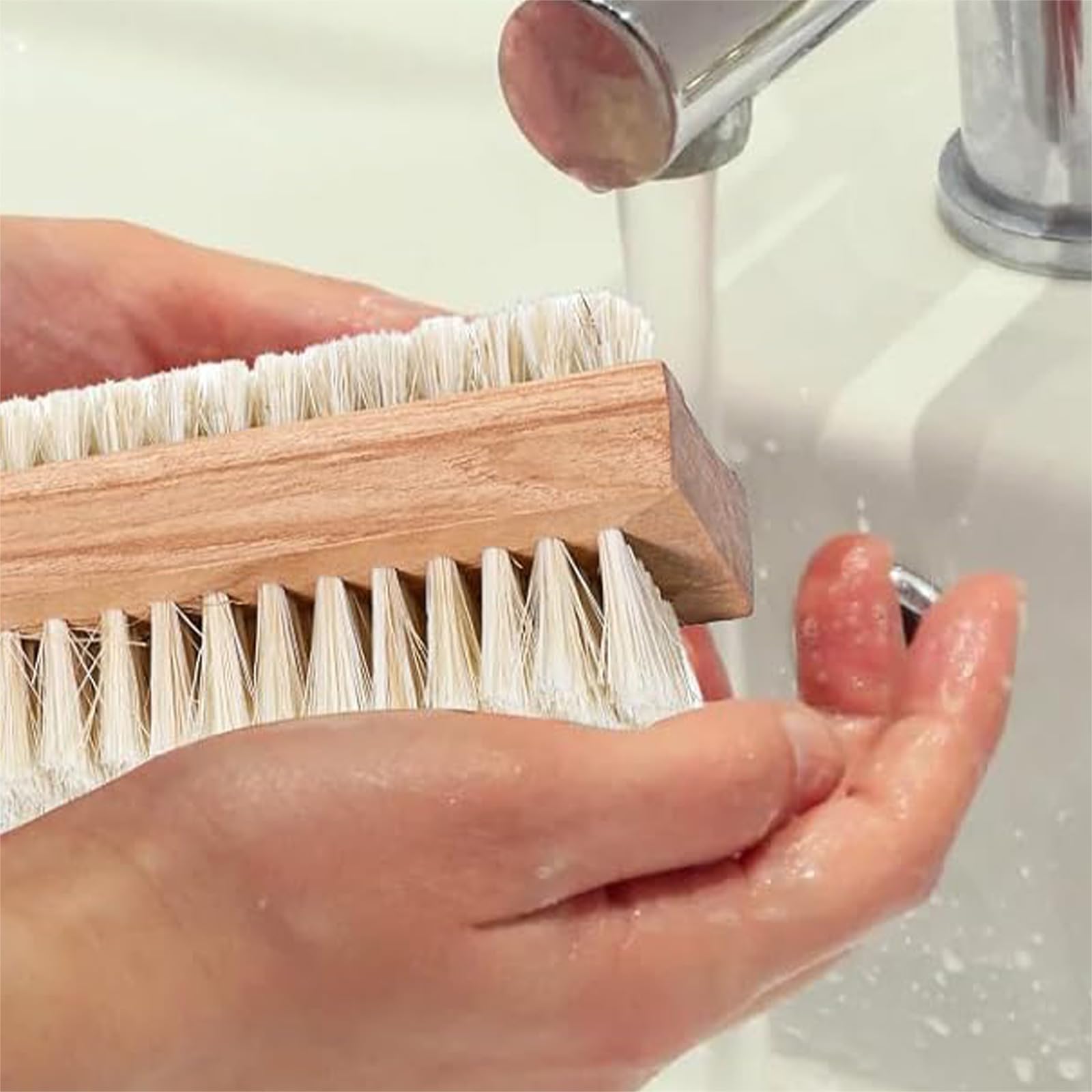 2pcs Wooden Nail Scrub Brush, Double Sided Nail Brushes with Stiff Bristles and Hanging Rope Hand and Foot Scrubber Manicure Pedicure Tool for Scrubbing Fingernails Toenail Cuticle - Image 4